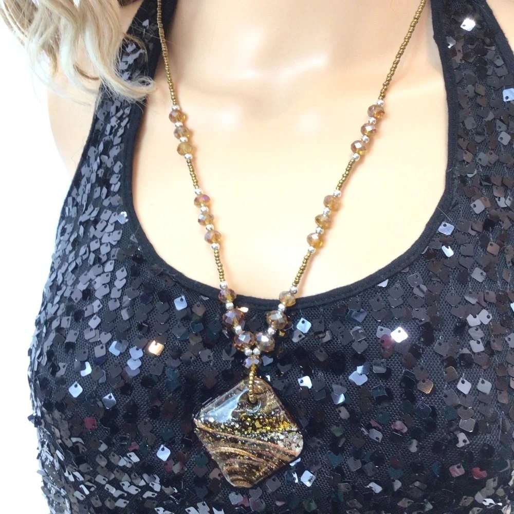 Fashion Beaded & Glass Necklace & Earring Set